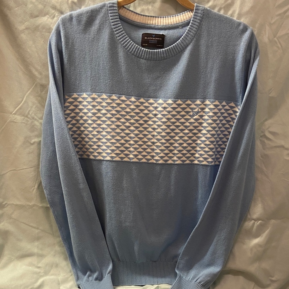 BlackBerrys  Men's Light Blue Crewneck Sweater